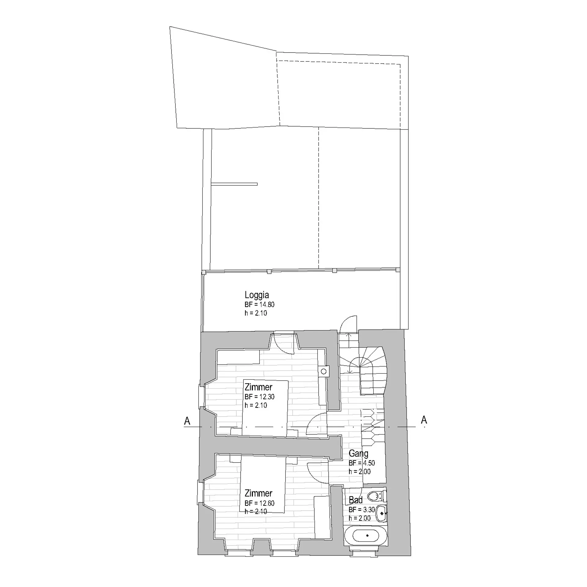 19_Sanierung Anbau_Einfamilienhaus Casa Marina Bignasco_Grundriss OG